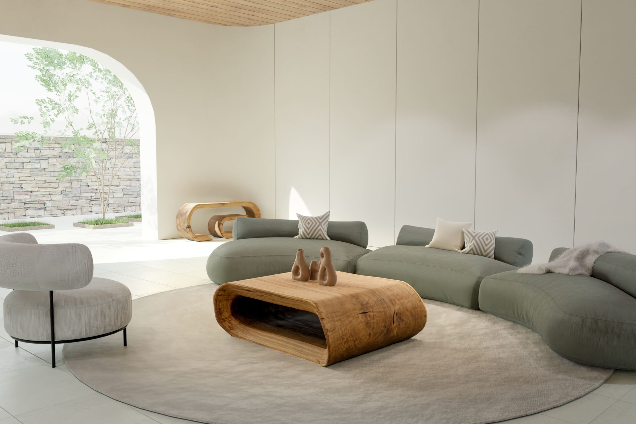 Handcrafted Oze coffee table in a modern living space