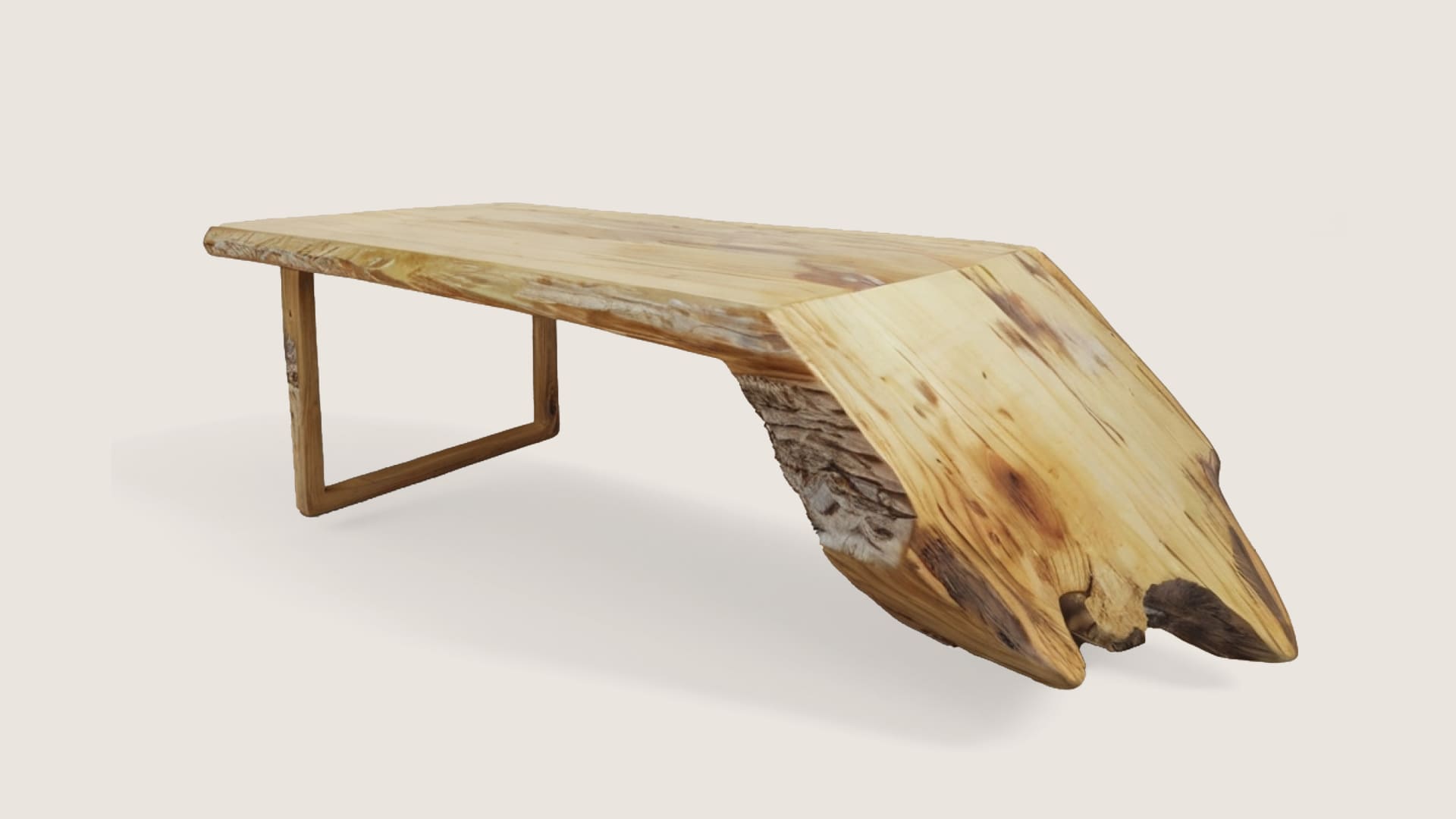 Olea sculptural dining table with raw live edge and organic wood formation