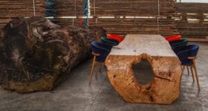 Custom, handmade solid oak dining table in Dubai, a one-of-a-kind centerpiece, priced from 18,000 AED to 650,000 AED, transforming luxury home interiors