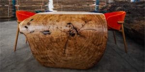 Custom handmade oak dining table, one-of-a-kind, perfect for luxury UAE homes, available from 18,000 AED to 650,000 AED, exceptional single-piece design.